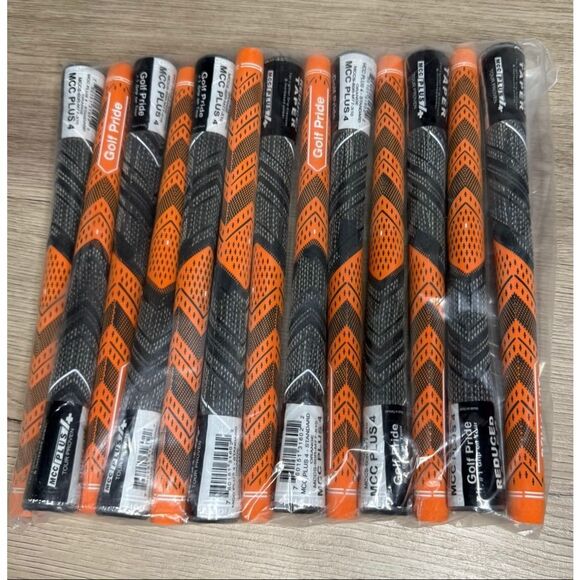 Golf Pride MCC Plus 4 Golf Grips - Black / Orange - STANDARD 13PCS NEW - Picture 2 of 2